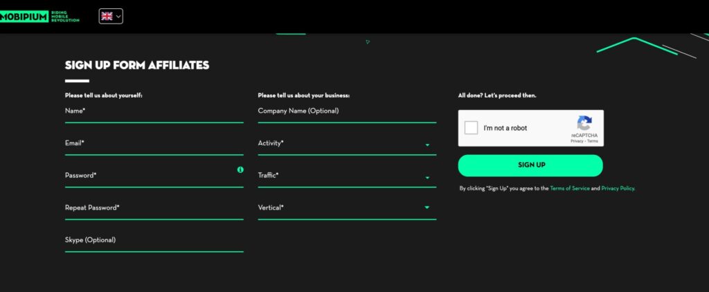 MOBIPIUM registration form