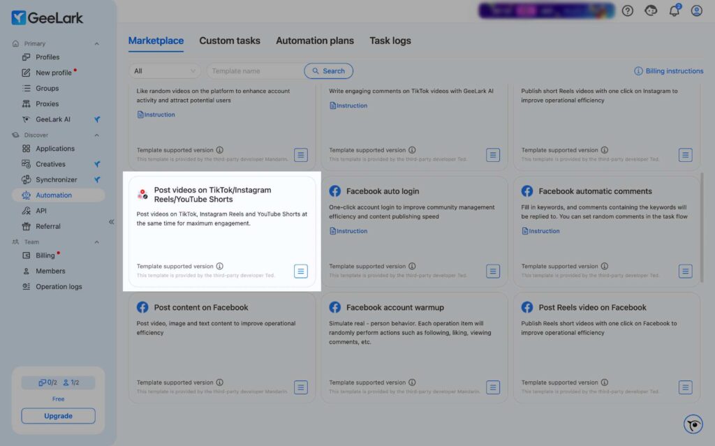 Automation for Facebook and TikTok